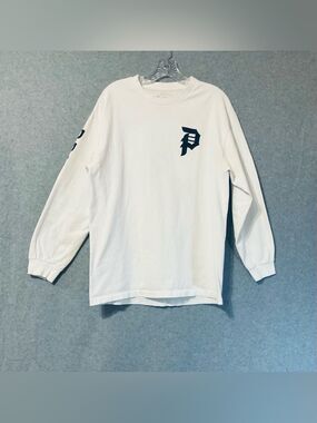 Primitive Men's Long-Sleeve Tee - White with Black Logo SZ L